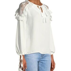 Gorgeous 😻 Belle Ruffled Lace-Shoulder Blouse